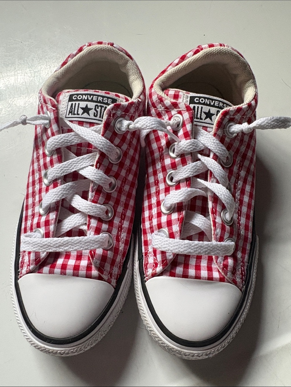 Converse Kids Red Gingham Low Top Sneakers